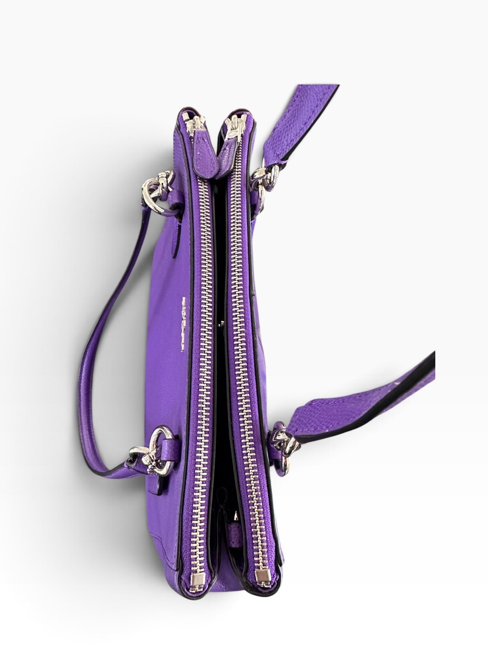 Coach Purple Crossgrain Leather Small Christie Carryall Satchel Bag. F36637 - Picture 8 of 16